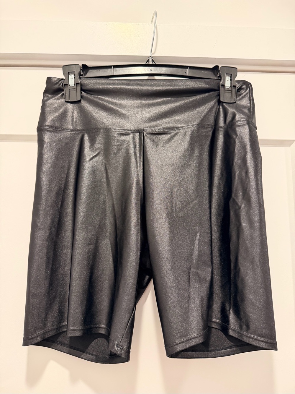 Forever 21 Black Shiny High-Rise Bike Shorts